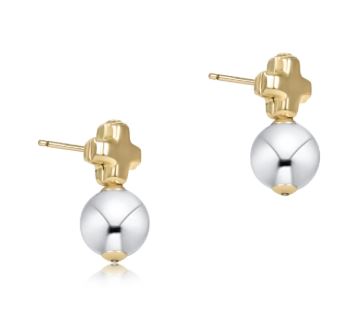 Signature Cross Beaded Small Mixed Metal Stud- classic Sterling