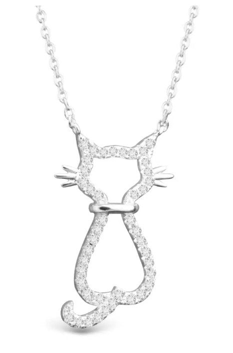 Open Cat Necklace – Silver