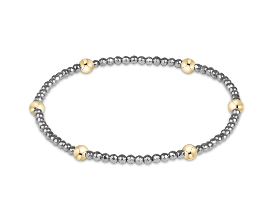 Presence Silver Faceted Hematite 2mm Bracelet