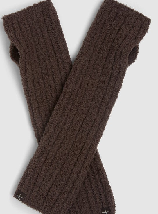 CozyChic® Pointelle Fingerless Gloves- Umber