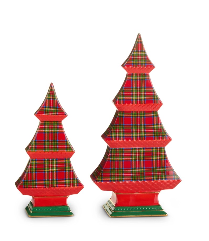 12.5" Plaid Tabletop Trees
