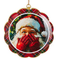 6" Santa's Secret Scalloped Disc Ornament