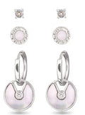 Gold Mother of Pearl and CZ Trio Earring Set