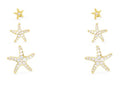 Gold CZ Starfish Trio Earrings