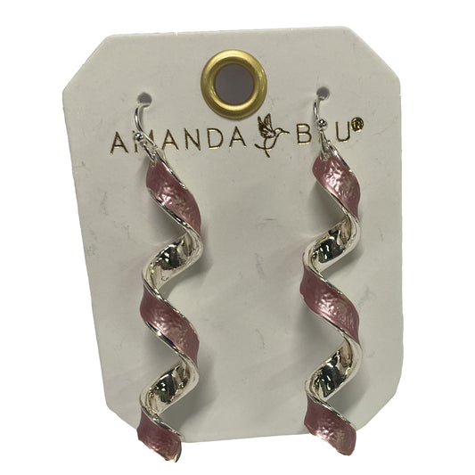 Organic Spiral Enameled -Silver Pink Earrings