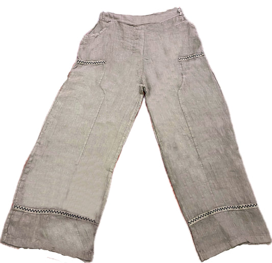 Mocha Linen Zig Zag Pants