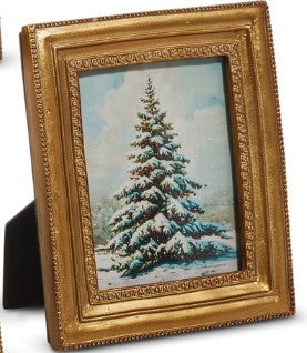 6" Traditional Winter Holiday Scene Framed Art