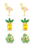 Gold CZ Tropical Earring Trio