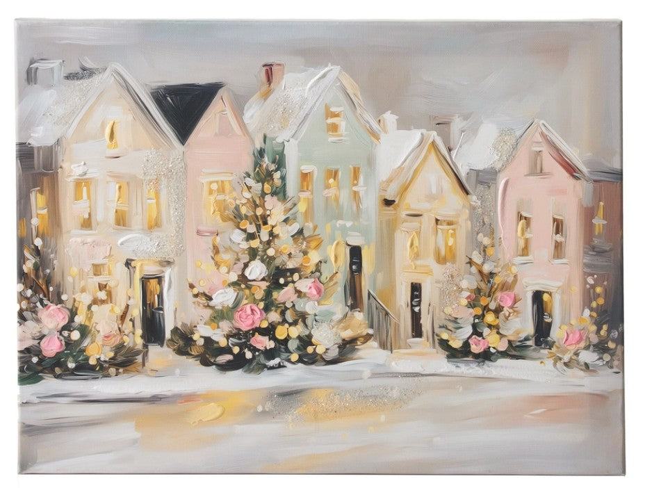 15.75" Twilight Tidings Village Wall Art