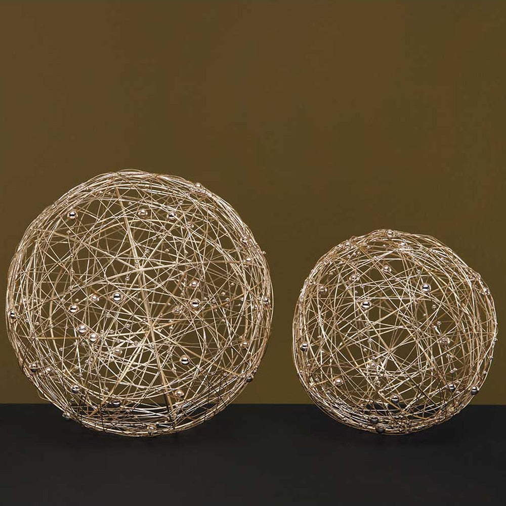 Decorative Wire Ball Champagne with Beads – Totally Vintage Design