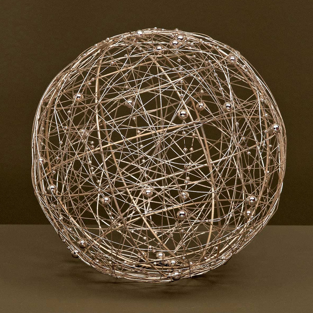 Decorative Wire Ball Champagne with Beads