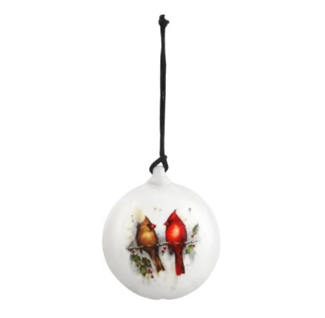 Ceramic Two Cardinal and Holly Ornament*
