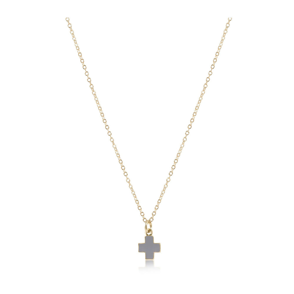 16" Necklace Gold - Signature Cross Gold Charm - Grey