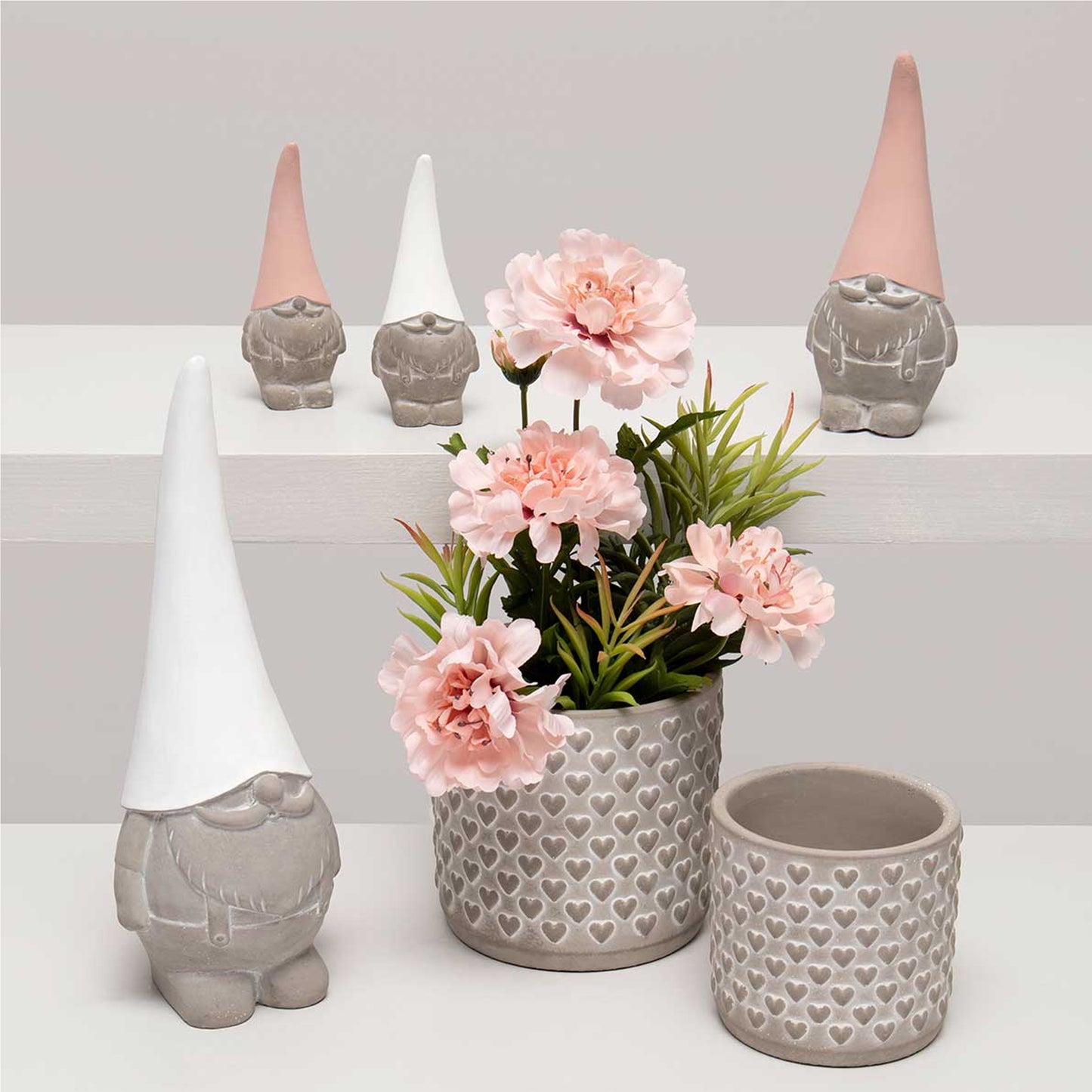 Concrete White and Pink Gnomes