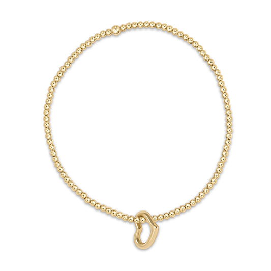 Love Gold Charm- Classic Gold 2mm Bead Bracelet