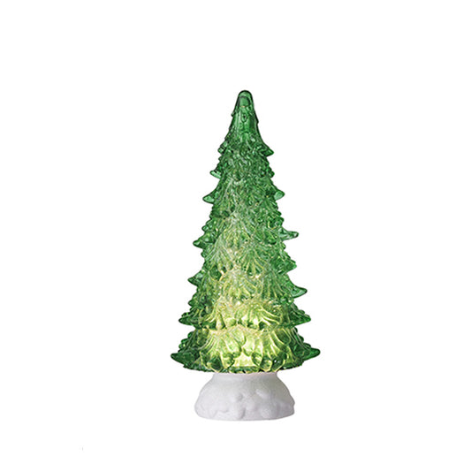 Lighted Green Tree With Swirling Glitter