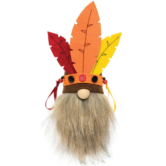 Indian Gnome with Red/Orange Feathers