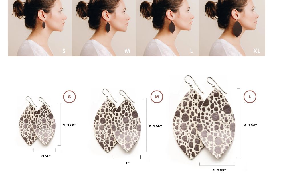 *Black Spotted White Leather Earrings