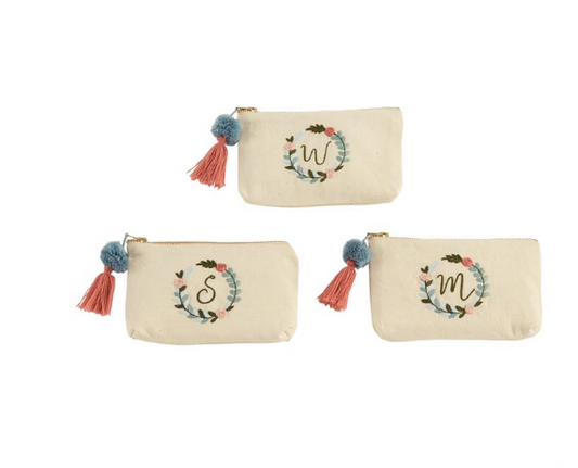 Initial Embroidered Pouches*