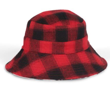 Liz Reversible Bucket Hat - Red/Black Buffalo Plaid/Marble