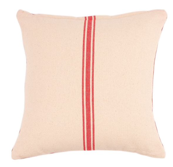 Grain Sack & Red Canvas Reversible Pillow