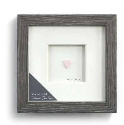 She is Loved Wall Art Pebble Wood Frame