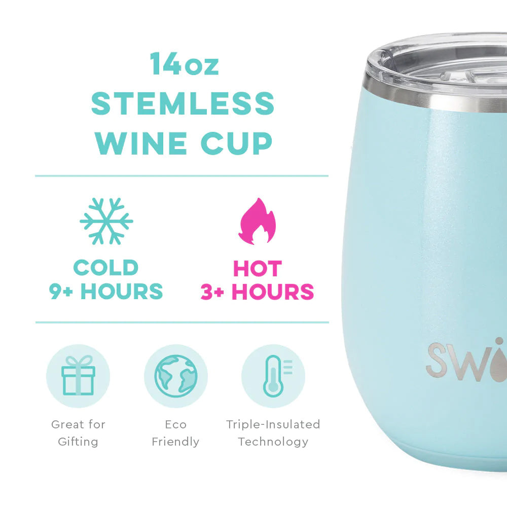 Shimmer Aquamarine Stemless Wine Cup
