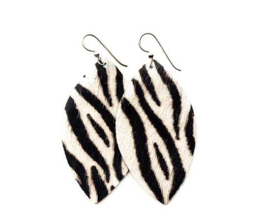 *Zebra Black and White Leather Earrings